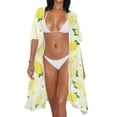 thumbnail image 4 of FKELYI Daisy Flower Lemon Print Womens Bikini Cover Up for Summer Open Front Cardigan Beach Cover Ups Comfy Beach Kimono Beachwear Ladies Cruise Outfits Resort Wear, 4 of 6