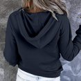 thumbnail image 4 of NSLGXD Half Button V Neck Hoodies for Women Drawstring Casual Long Sleeve Pullovers Solid Color Comfortable Sweatshirts with Pocket, 4 of 6
