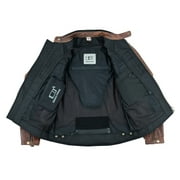 Men's Motorbike Leather Jacket Distress Zip Up Motorcycle Protection Jackets Antique Brown-40