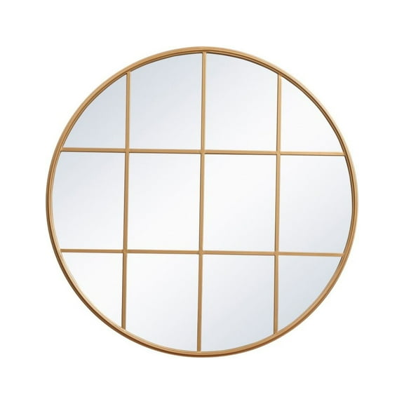 Metal windowpane mirror 42 inch in x 42 inch in Brass