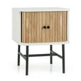 thumbnail image 1 of Costway Sliding Door Nightstand Mid-century Modern Storage End Table with Cabinet Distressed White, 1 of 10