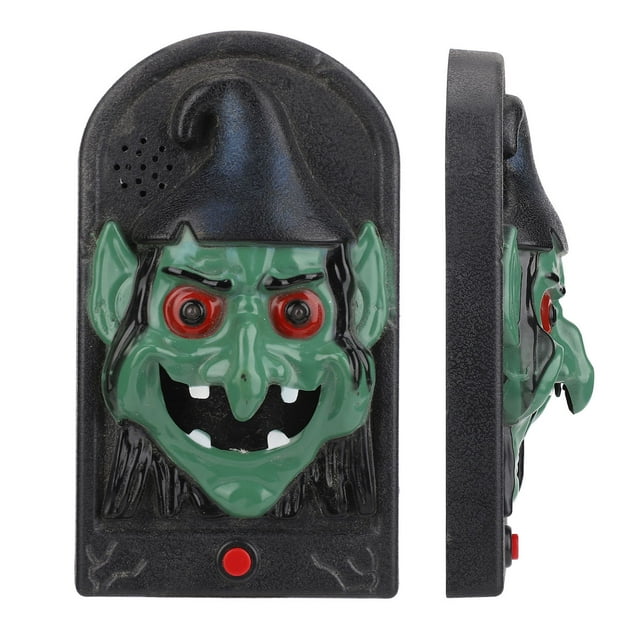 Halloween Decoration, Terrifying Welcome Sound Stick Out Tongue Weatherproof Talking Animated Door Bell Easy Use Funny Gift For Home Bar Party Pumpkin Shape,Skull Shape,Witch