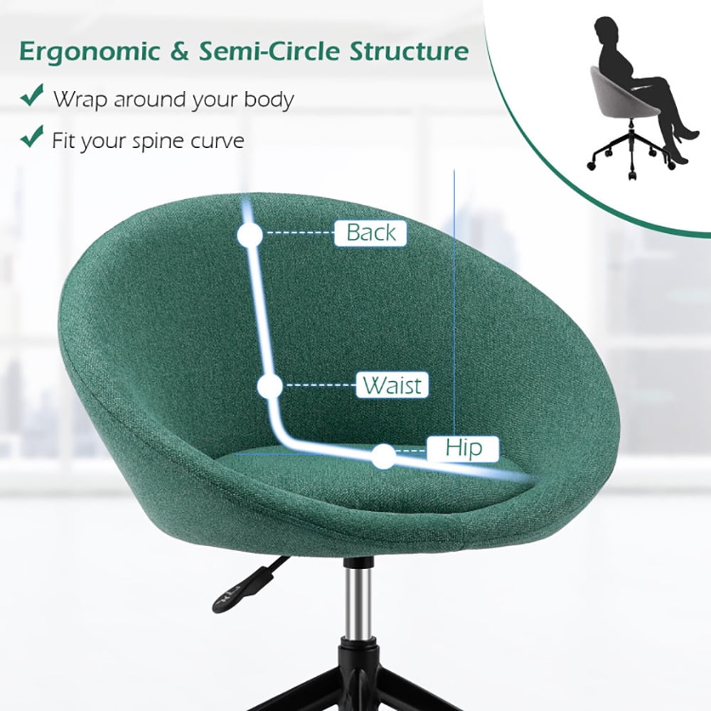 Finihen Swivel Accent Chair, Adjustable Swivel Accent Chair Vanity Chair with Round Back, for Home, Office, Green