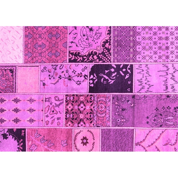 Ahgly Company Indoor Rectangle Patchwork Pink Transitional Area Rugs, 8' x 12'