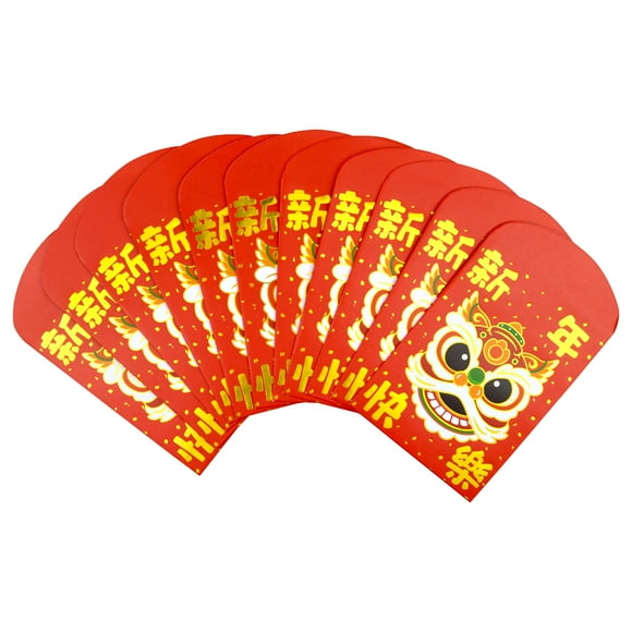 Chinese New Year Small Dragon Design Packet, Color: Red, Size: 3.25" x 4.5", 10 Count, Brand: Way To Celebrate, Decoration