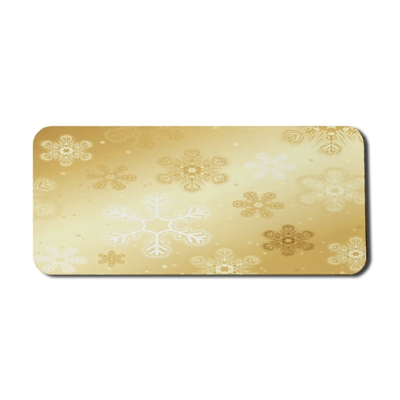 Christmas Computer Mouse Pad, Snowflakes Pattern Noel Holiday Yuletide Themed Winter Inspired Image, Rectangle Non-Slip Rubber Mousepad X-Large, 35" x 15" Gaming Size, Sand Brown White, by Ambesonne