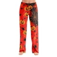 thumbnail image 3 of Zorvxlyn Boo Ghost Pumpkin Graphic Pajamas Pants for Women Wide Leg Pajama Bottoms for Women Halloween Print Lounge Pants Womens, 3 of 10
