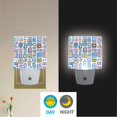 thumbnail image 2 of Yayeee LED Night Light for The Home Plug in With Light Sensors 2 Pack, Blue Retro Pattern, 2 of 6