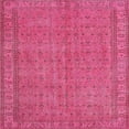 thumbnail image 1 of Ahgly Company Machine Washable Indoor Square Traditional Neon Hot Pink Area Rugs, 4' Square, 1 of 7