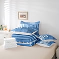 thumbnail image 4 of White Blue Grid Bedding Sets 7-Piece For Boys Girls Patchwork Plaid Comforter Set Queen,Abstract Checkered Bedding Comforter Sets Geometric Stripes Buffalo Bed in a Bag Checkered Bedding Accessories, 4 of 4