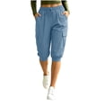 thumbnail image 3 of SwiftWear Women's Cargo Capri Pants with 4 Pockets Drawstring Elastic Waist Casual Cropped Joggers, 3 of 8