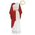 thumbnail image 3 of TiaoBug Womens Ancient Greek Costume Grecian Sleeveless Roman Queen Dress God Toga with Headwear Burgundy L, 3 of 7