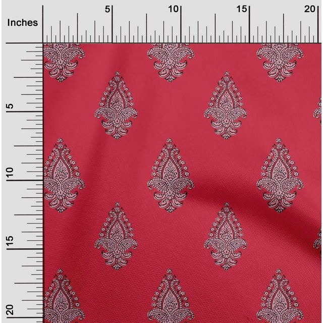 oneOone Cotton Cambric Fabric Leaves|Floral & Paisley Block Printed Craft Fabric BTY 56 Inch Wide