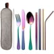 thumbnail image 3 of Combinación de vajilla portátil de acero inoxidable 1010 con revestimiento de titanio, cuchillo, tenedor, cuchara, palillos y pajita, 3 of 6