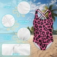 thumbnail image 6 of Uorisanigo Pink Leopard Print Girls One Piece Swimsuits Crossback Straps Sport Summer Beach Swimwear Polyester and Spandex Fabric Bathing Suit, Size 5-6, 6 of 7