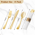 thumbnail image 2 of Pre Rolled Silver Plastic Silverware Set,Pre Napkins with Cutlery Set for Party,Birthday Gold, 2 of 6