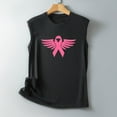 thumbnail image 4 of Hauts de Sensibilisation au Cancer du Sein pour Femmes Col Rond Imprimé Basique Sans Manches Décontracté Été Entraînement, 4 of 5