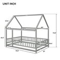 thumbnail image 7 of Full Size Floor Bed for Children, Wooden House Bed Playpen Playhouse Bed Montessori Floor Bed Frame with House Roof Frame & Fence for Girls Boys, No Box Spring Needed, 79.5”L x 60.0”W x 73.8”H, Gray, 7 of 7