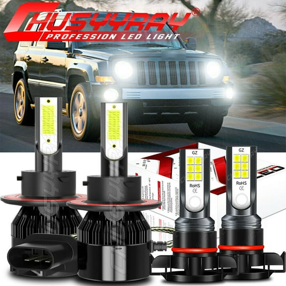 Combo Pack 9008 LED Headlight 5202 Fog Light Bulbs for Dodge Caliber 2010-2012