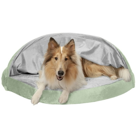 UPC: 0815181028398 | FurHaven Pet Products Microvelvet Snuggery Orthopedic Pet Bed for Dogs & Cats – Sage  44  Base