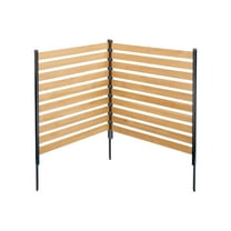 VEVOR Wood Privacy Fence, 38" W x 42" L, 2-Panel Slatted Air Conditioner Fence Screen, Pool Equipment Enclosure with Metal Stakes, Easy DIY Installation, Outdoor Trash Can Hider for Garden Decoration