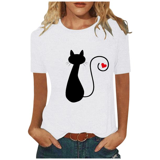Blusas y camisas con estampado floral de cuello redondo y manga corta informales con estilo para primavera y verano para mujer OAVQHLG3B Store lin121212