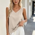 thumbnail image 5 of Gamivast V Neck Silk Shirts for Women Sleeveless Satin Tank Tops Casual Flowy Basic Camis Elegant Business Work Blouses Lightweight Summer Layering Undershirts Khaki L, 5 of 8