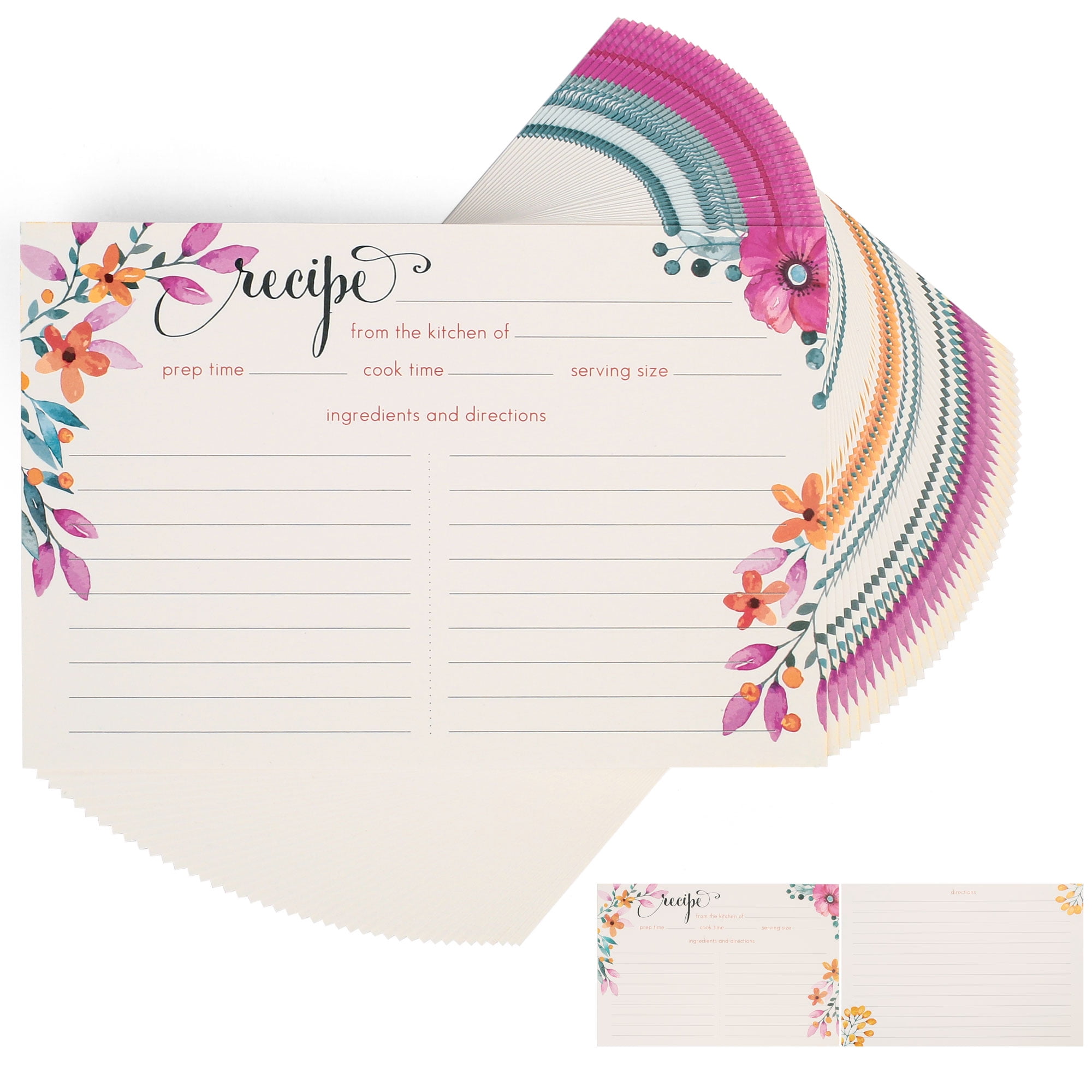 Tuyere Recipe cards 4x6 Inches Double Sided（50 Count) With 24