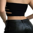 thumbnail image 4 of Women Tube Tops Solid Color Cutout Boat Neck Strapless Tank Tops Summer Backless Bandeau Shirts, 4 of 6