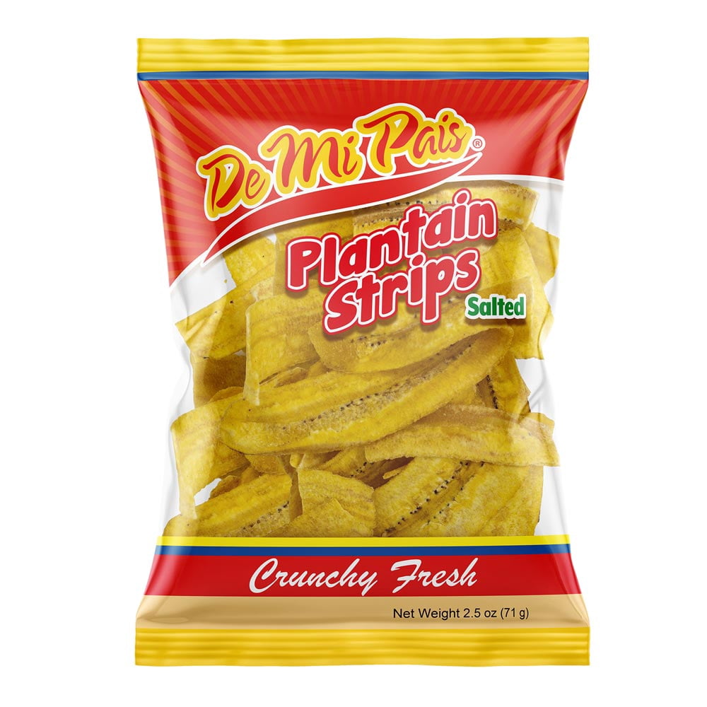 De Mi Pais Platano Tajada Larga 2.5oz / Long Plantain Strips 2.5oz 12-PACK