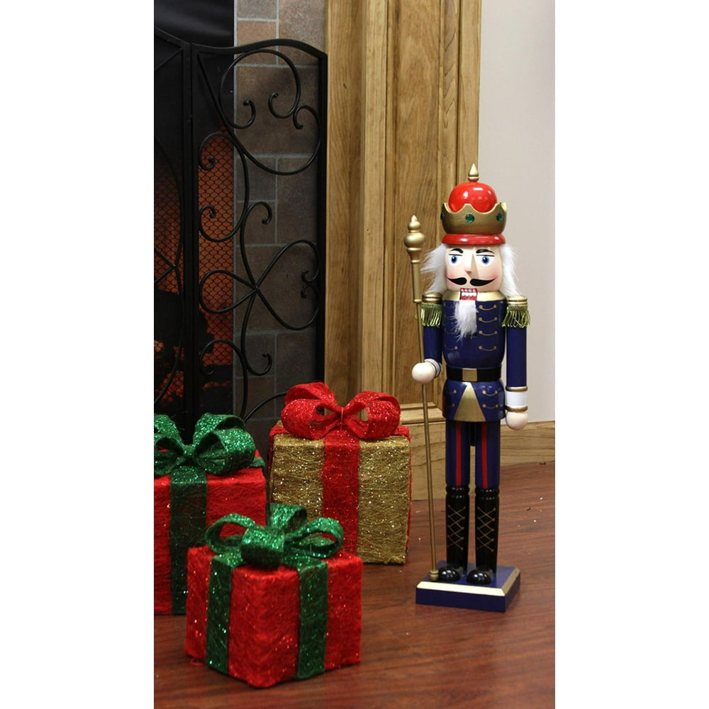 24" Decorative Blue King Wooden Christmas Nutcracker with Scepter