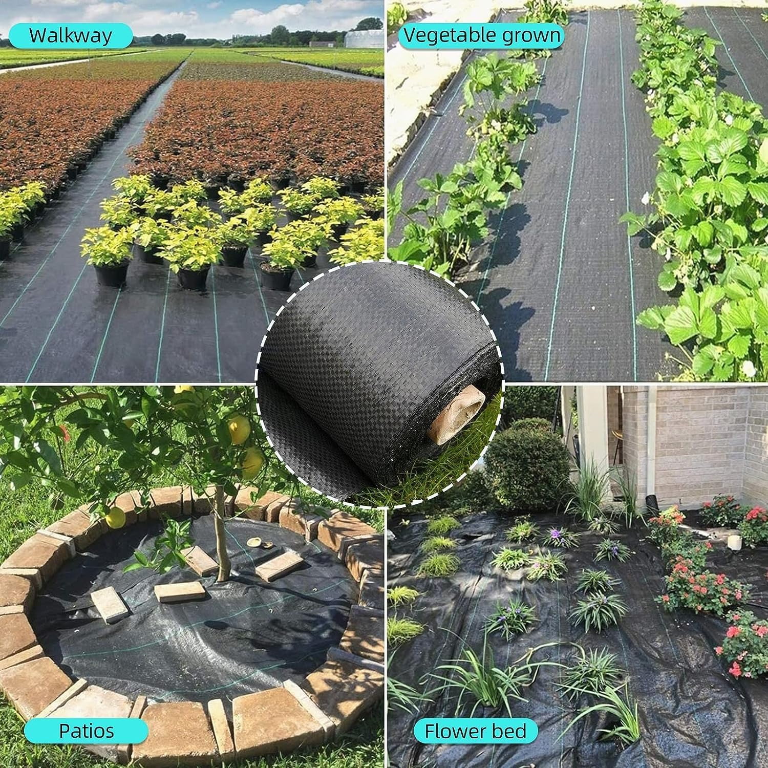 Yeshouse Heavy Duty Weed Barrier Landscape Fabric 6.5ft x 330ft, Premium 3.2oz Ground Cover, Weed Block Gardening Mat for Easy Installation and Superior Weed Control