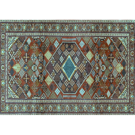 Ahgly Company Indoor Rectangle Persian Light Blue Traditional Area Rugs, 8' x 10'