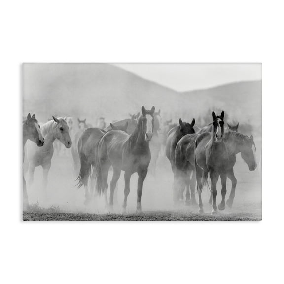 Stupell Industries Running Horse Herd Animals Painting Wrapped Canvas Art Print Wall Art, 24 x 16