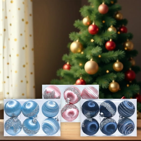 Kdkad 6-Pack Shatterproof Christmas Balls Ornaments, 2.36 Inch Plastic Xmas Tree Ornaments, Blue/Pink/Sky Blue Kid & Pet Safe Holiday Decor for Indoor/Outdoor