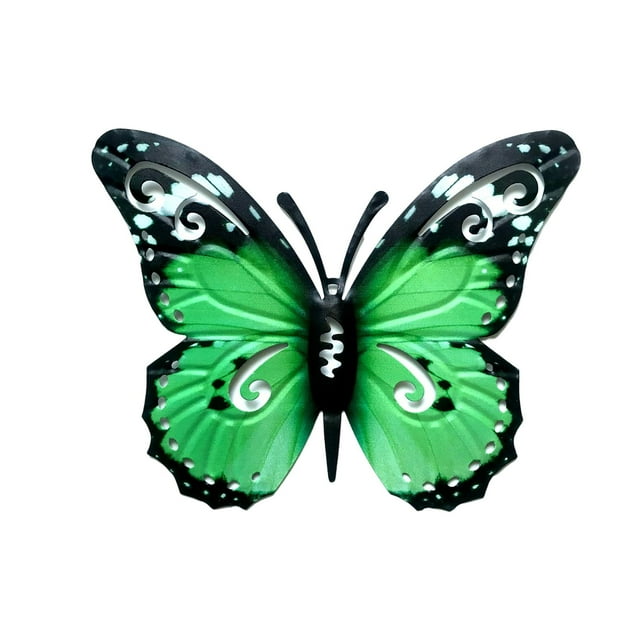 Escultura colgante de mariposa, arte decorativo, adorno vivo antioxidante, decoración de pared de metal para salón de hotel, jardín de bodas, interior Verde