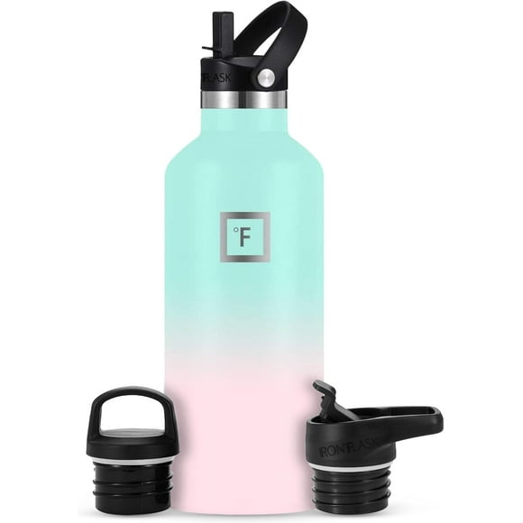 shiyou-Sports Water Bottle - 32 oz, 3 Lids (Straw Lid) - Leak Proof, Durable Double Walled Stainless Steel - Gym Bottles for Men, Women & Kids - Insulated Thermos, Hot & Cold Hiking Canteen
