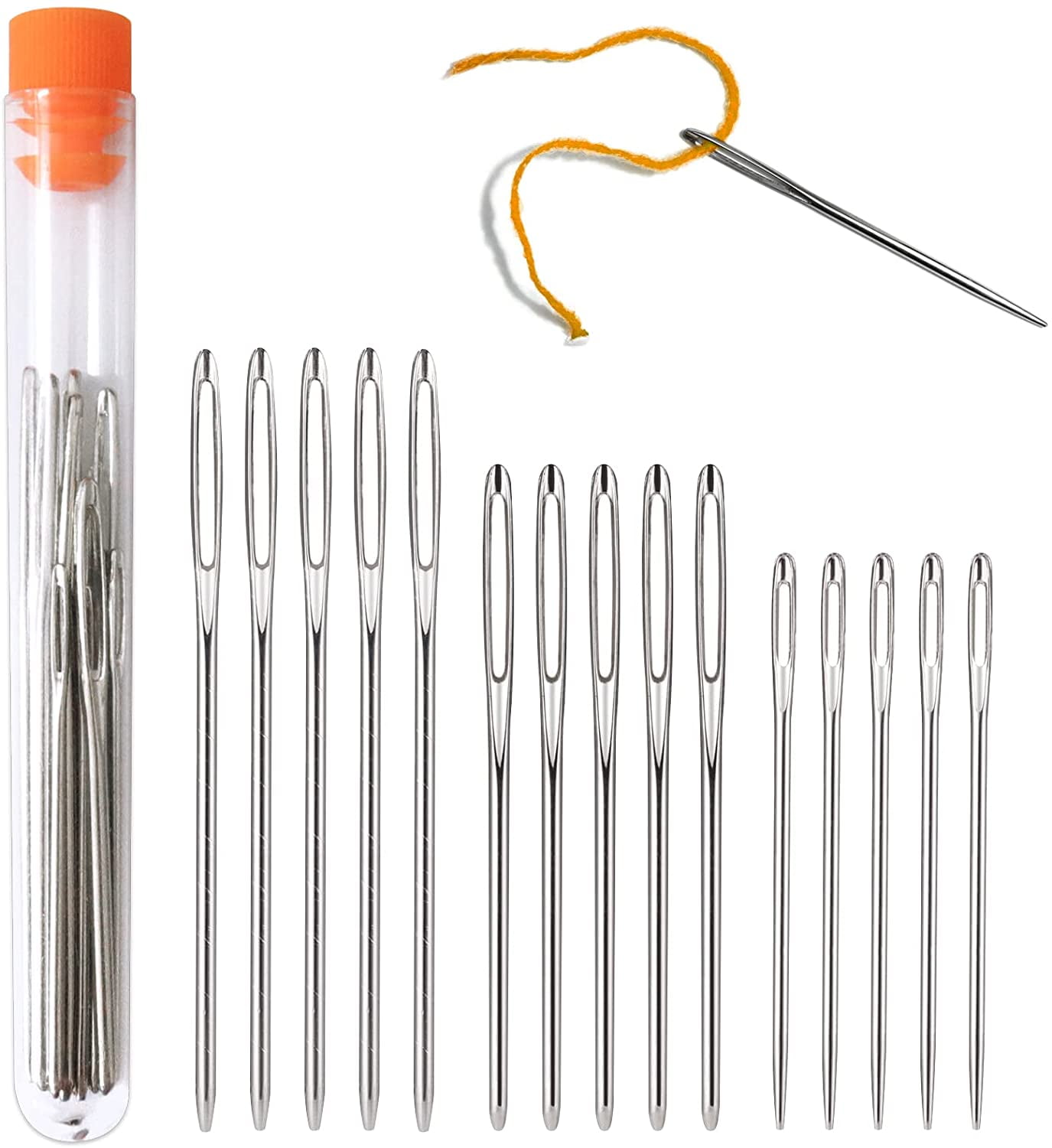 1Box(9Pcs) Large Eye Blunt Needle Darning Needles Set Steel Hand Sewing  Needles with Transparent Bottle 3 Sizes - AliExpress