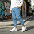 thumbnail image 2 of Jogging Pants for Kids Boys Elastic Waist Sweatpants Fall Winter Sports Casual Stretchy Trousers with Pockets (11-12 Years, Sky Blue), 2 of 8