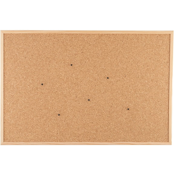 Go4Cork Framed Cork Bulletin Board - 23.6”x 15.7” | Premium Double-Sided Pine Frame Eco Cork Memoboard | Office, Home & Classroom Organization Decor | Pushpins & Set Up Accessories Included