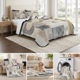 thumbnail image 6 of Twin Quilt Set 68''x86'', Grey Beige Abstract Lightweight Summer Bedspread Coverlet Set with 2 Pillow Shams, Watercolor Modern Geometric Breathable All Season Quilt Bedding for Dorm/Bedroom, 6 of 9