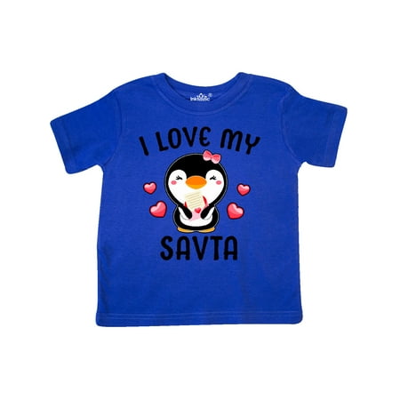 

Inktastic I Love My Savta with Cute Penguin and Hearts Gift Toddler Toddler Girl T-Shirt