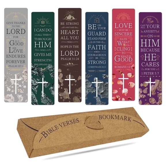 Anzon Mories 48 Pieces Christian Scripture Bookmarks with Bible Verse Quotes & Storage Box, Inspirational Book Mark Religious Marker Gift for Men, Women