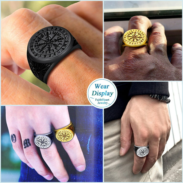 Mens Fashion Viking Ring Punk Stainless Steel Rings Party Jewelry