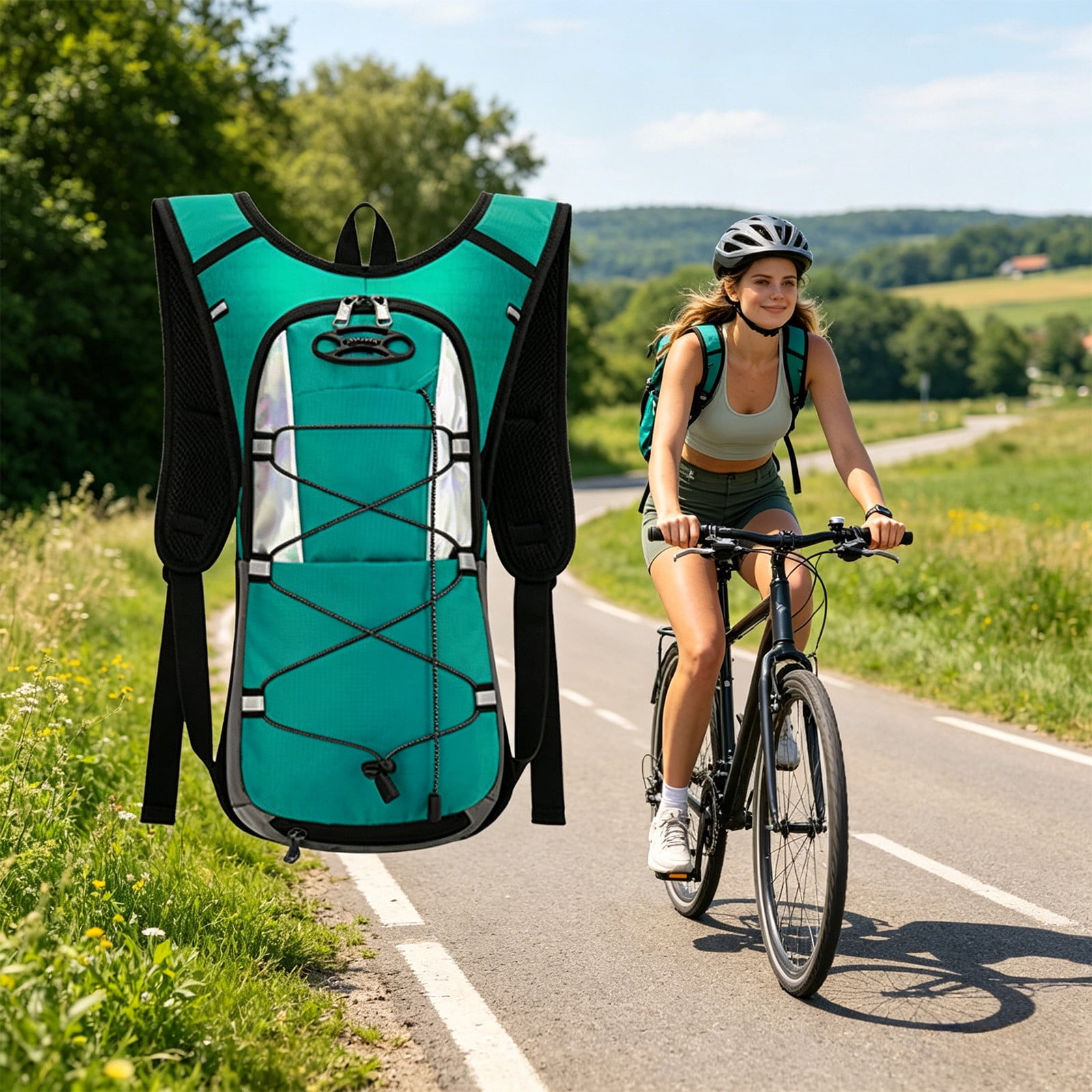 LWVITH Lightweight Hydration Backpack with 2L Water Bladder, Reflective Strip Running Hiking Daypack for Men Women, Cycling Vest Bag, Outdoor Sports Gear for Marathon Biking Trail, Travel Camping