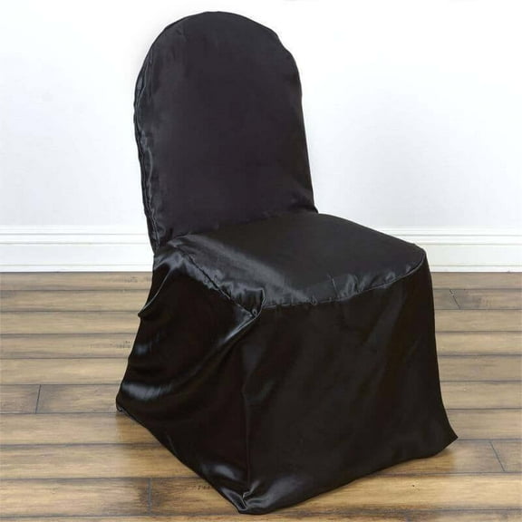 Efavormart Black Shinny Satin Banquet Chair Covers Dinning Event Slipcover For Wedding Party Banquet Catering