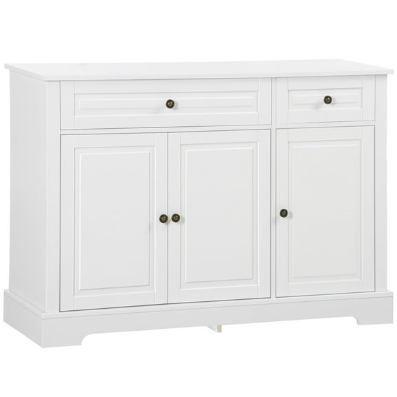 Wooden Sideboards HOMCOM Sideboard Buffet Cabinet, Modern Kitchen Cabinet with 2 Drawers and Adjustable Shelves, Coffee Bar Cabinet, White,Dining Room Sideboards