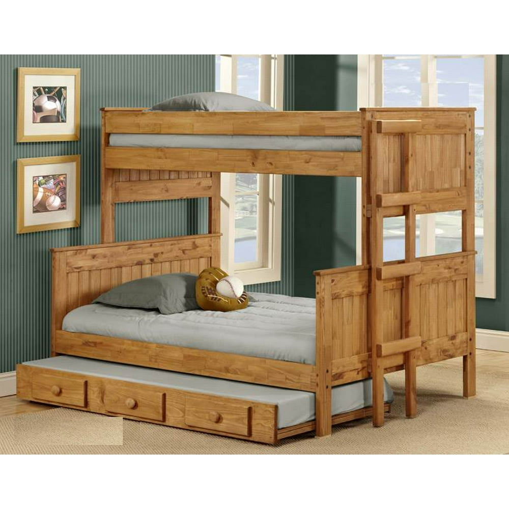 Twin Extra Long over Full Stackable Bunk Bed with Trundle