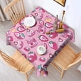 thumbnail image 2 of Strawberry Plants Fruit Dessert Milk Pink Pattern Square Tablecloth,Waterproof Square Table Cover,Wipeable Spillproof Washable Table Cover for Home Kitchen Party Decor 52"x52"(132x132cm), 2 of 6