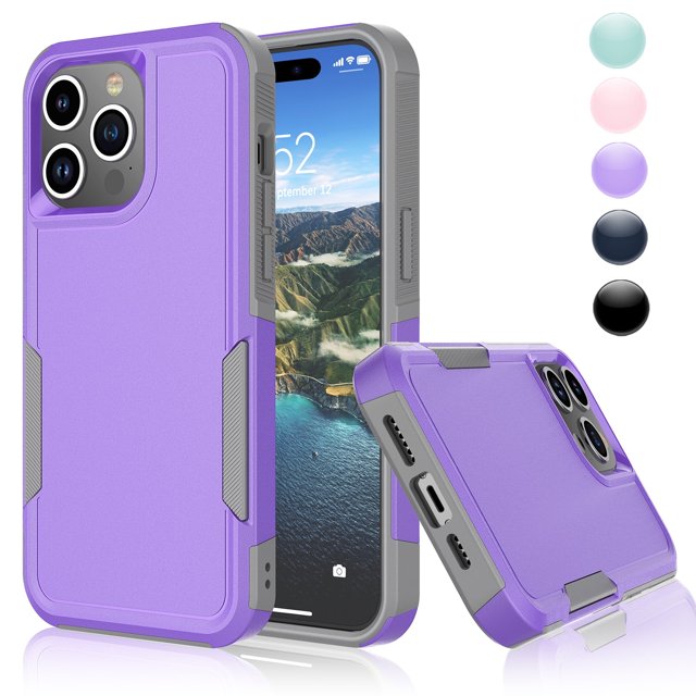 for iPhone 15,15 Pro,15 Plus,15 Pro Max Case,Heavy Duty Shockproof Dual Layer Rugged Full-Body Protective Phone Cover,2 in 1 Silicone Rubber Phone Case for iPhone 15 Pro Max 6.7" - Black 2023